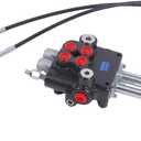 Solarhome Hydraulic Control Valve Kit,Cable Remote Control Valve Kit with 2 Spool Valve 80lpm/ 21gpm and 2 Cables Remote Joystick, 165.47 Cubic Inches