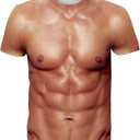 Goodstoworld Unisex 3D Fake Abs T Shirts Shredded Chest Printed Short Sleeve Costume Novelty Tees Shirt (L)