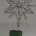 hogardeck Christmas Tree Topper, 10" Lighted Silver Snow Tree Topper, 20 LED Lights Silver Glitter Powder Snowflake Tree Toppers Christmas Decorations, Battery Powered Timer Xmas Treetop Star Decor