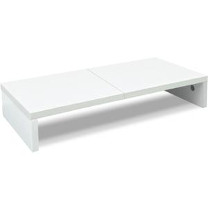 TEAMIX 20 inch White Monitor Stand Riser, Wood Desktop Stand for PC/TV/Laptop/Printer, White Monitor Riser with Storage, Computer Stand with Keyboard Organizer