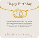 ORBU S925 You and Me Infinity Bracelet Gift for Women, Gold over Sterling Silver Link Charm Bracelet with Interlocking Circle, Jewelry Gift for Birthday Valentine Mothers Day Christmas with Gifts Box