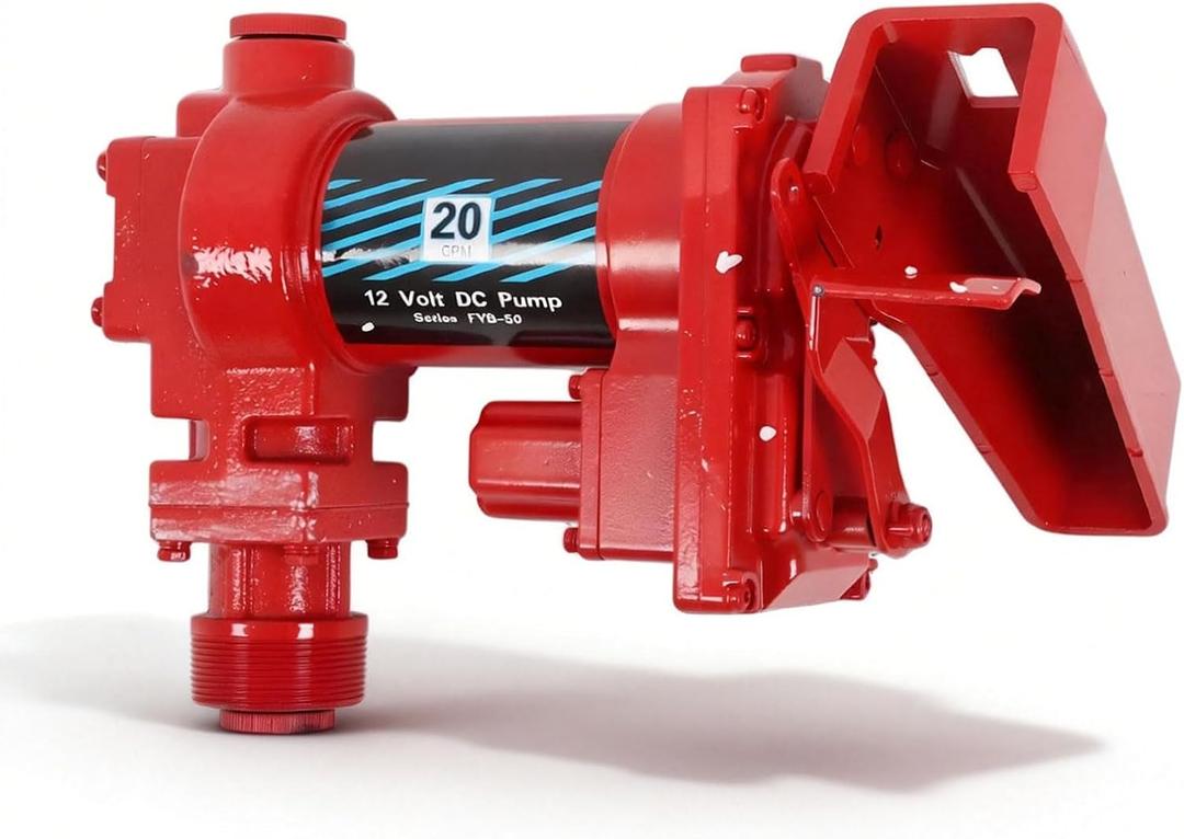 12 Volt 20 GPM Explosion Proof Fuel Transfer Pump Compatible with Gasoline, Diesel, Kerosene, Mineral Oil and Similar Fuels or Oils (Package A)