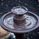 XBrand 28" Solar Powered 1-Tier Outdoor Bird Bath Water Fountain, Resin Fountain with Solar Panel Pump, Brown