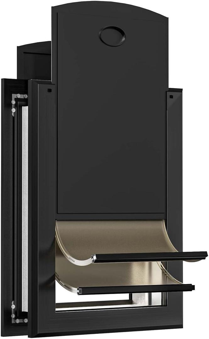 [Classicmacher] Heavy Duty Dog Door with Double Sliding Lock Panel, Aluminum Large Doggie Door for Exterior Door, Magnetic Double Flaps Dog Door Medium Dog (Medium,Black)