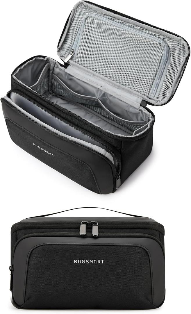BAGSMART Toiletry Bag for Men, Wide Opening Travel Bag for Toiletries, Dopp Kit Water Resistant Shaving Hygiene Bag for Bathroom Shower, Toiletries Accessories,Travel Essentials-Black BAGSMART Toiletry Bag for Men, Wide Opening Travel Bag for Toiletries, Dopp Kit Water Resistant Shaving Hygiene Bag for Bathroom Shower, Toiletries Accessories,Travel Essentials-Black