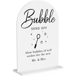 Acrylic Wedding Sign Wedding Signs for Ceremony Bubble Send Off Sign for Wedding Modern Calligraphy Arch Acrylic Table Top Sign for Wedding Reception and Event Party Table(white