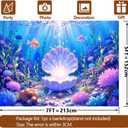 7x5FT Mermaid Backdrop Under The Sea Party Decorations, Underwater Ocean Scene with Giant Shell & Pearl, Coral Reef Fish Aquarium Background for Photography Kids Birthday Baby Shower