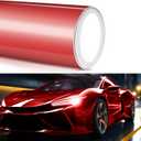 Carbon Fiber Vinyl Wrap 4 Inch X 5ft Universal Adhesive Red Gloss Carbon Wrap Tape Roll for Cars Automotive Interior Exterior DIY Auto Color Change Film Red