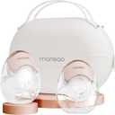 Wearable Breast Pump, Quiet Breast Pump Hands Free for Travel, Portable & Electric Breastfeeding Pump with 3 Modes & 12 Levels, 18/21/24mm, 2 Pack, Pink