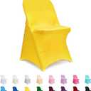ManMengJi Yellow Folding Chair Covers, Spandex Folding Chair Covers 10 PCS, Banquet Chair Slipcovers for Party, Wedding, Holidays, Celebration
