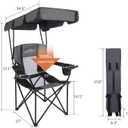 FAIR WIND Portable Canopy Camping Chair 380 LBS Capacity Heavy Duty Oversized Folding Lawn Chair with Sunshade for Beach, Fishing, Sports & Outdoors