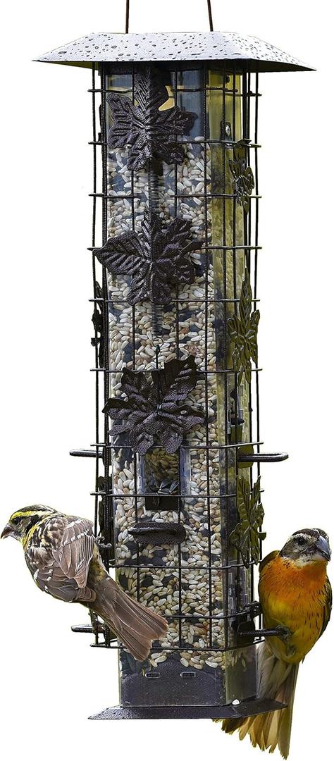 Perky-Pet 336-1SR Squirrel-Be-Gone Squirrel Proof Bird Feeder, 2LB, Outdoor Wild Bird Feeder with Weight-Activated Perches