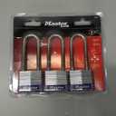 Master Lock Silver Outdoor Keyed-Alike Padlocks with Keys, Extra Long Shackle Lock for Gate, Fence, Shed, or Other Equipment, 3 Pack, 1TRILJ