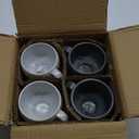 Modern Stoneware Footed Mug, Set of 4, Black and White