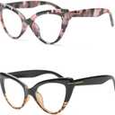 Cat Eye Reading Glasses for Women,Fashion Oversized Ladies Readers(2 Mixed Color, 1.00)