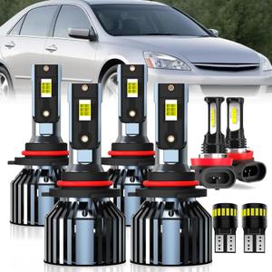For 2006-2007 & 2008-2012 Sedan Honda Accord light Bulbs, 9005 High Beam 9006 Low Beam H11 Fog Light License Plate Lights Combo, 8PCS