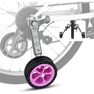 Adjustable Bike Trainning Wheels Kids Bicycle Training Wheels Kit for 16 inch, 18 inch, 20 inch, 22 inch, 24 inch bike, Includes Stabilizers for Variable Speeds, Pink, for Girls