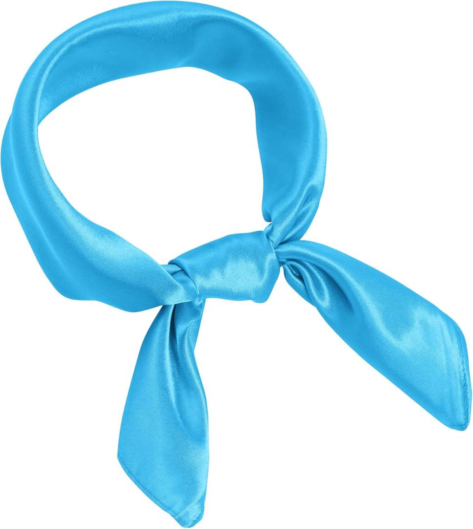 Chiffon Scarf Square Ribbon Neck Scarf Satin Scarf Handkerchief for Halloween Retro Women Girls Costume Accessory (23.6*23.6 inch, Sky Blue)