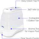 Crane x HALLS Collapsible Cool Mist Humidifier for Bedroom and Office, 1 Gallon Portable Humidifier for Travel and Easy Storage, Blue and White