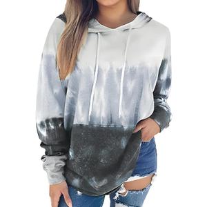 Women's Hoodies Long Sleeve Sweatshirts Drawstring Pullover Tops with Pocket Casual Loose Blouses Tunic (Large, Blue Star Tie Dye)