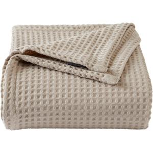 100% Cotton Waffle Weave Bed Blanket | Soft, Breathable, and Lightweight Blanket for All-Season | Perfect for Layering | Brielle Collection (King, Taupe)