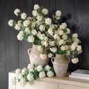 Kajaia 4 Pcs Artificial Snowball Hydrangea Branches 30 Inch Faux Snowball Viburnum Stems, 5 Head Silk Hydrangea Blooms Branch for Vase DIY Table Centerpiece, Farmhouse Home Wedding Decor(Cream White)