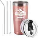 2 x Mamasaurus Tumbler Don't Mess with Mamasaurus You'll Get Jurasskicked Travel Tumbler Birthday Mothers Day Gifts for Mom from Daughter Son Kids Mom Gifts with 2 Lids and Straws, 20OZ Rose Gold