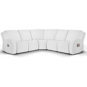 Ruaozz Sectional Sofa Covers Oversized L Shape 5 Seat Recliner Couch Covers - Washable Soft Extra Large Sectional Covers with Pockets (Ivory)