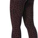 Sunzfly Invisible Butt Scrunch Workout Leggings with Pockets for Women, No Front Seam Gym Yoga Pants with Tummy Control (Large, Leopard Chocolate Brown)
