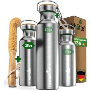 Blockhtte Vacuum Insulated Stainless Steel Water Bottle - 25 oz I Wide Mouth Metal Bottle for hot and cold drinks I BPA-Free I for Travel, School I Kids, Adults, Water Canteen, Sports, flask