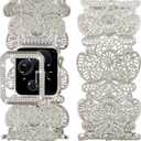 VIQIV Compatible with Apple Watch Bands for Women 38/40/41/42/44/45/46/49mm with Bling Case, Unique Mesh Metal Wide Stylish Dressy Wristband for iWatch Ultra 2 Series SE/10/9/8/7/6/5/4/3