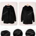 Dokotoo Womens 2025 Winter Long Sleeve Solid Fuzzy Fleece Open Front Hooded Cardigans Jacket Coats Outerwear with Pocket (Black, L)