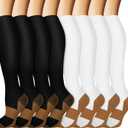 Graduated Copper Compression Socks for Men & Women Circulation 8 Pairs 15-20mmHg - Best for Running Athletic Cycling (Small-Medium, 4 Black+ 4 White)