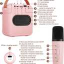 Mini Karaoke Machine for Kids Adults, Portable Bluetooth Speaker with 2 Wireless Microphones, Microphone Speaker Set with LED Disco Lights for Home Party, Birthday Gifts for Girls Boys Kid(Pink)
