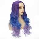 Long Blue Purple Wigs for Women Multi Color Mermaid Wig Long Wavy Middle Part Wig Colorful Wigs for Cosplay Party