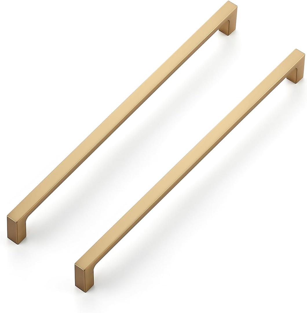 Ravinte 10-Pack 10-Inch Solid Square Cabinet Pulls - Champagne Bronze Handles for Kitchen Cabinets & Drawers