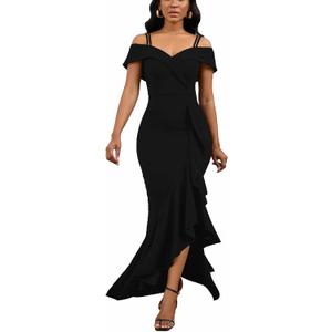 2025 Women's Sexy Elegant Formal Dress Sleeveless Wedding Guest Bride Dresses (XX-Large, Black Evening Dresses)
