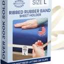 RUBBER HUGGER Elastic Fitted Sheet Straps - King Size Rubber 76" x 80" - Anti-Slip Grip & Mattress Straps - Bed Accessories - Secure Corner Holders to Keep Sheets in Place Bed Sheet Grippers