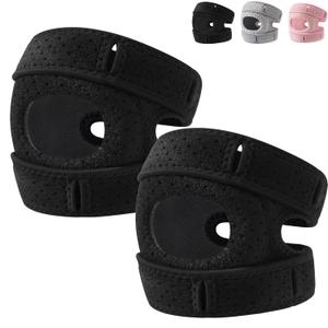 Relieflex Knee Brace,With Gel Padding,2PCS Knee Brace for Women Men ,Pain Relief Adjustable Patellar Tendon Support Sleeves Brace Knee Joint Strap for Hiking,Tennis,Arthritis,Running,Football,Injury Recover(Black,L)