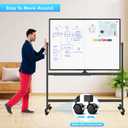 Maxtek Rolling Whiteboard 48x36 Large Magnetic White Board on Wheels Black