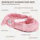 78" Human Dog Bed for Adult, Giant Orthopedic Memory Foam Dog Sofa Bed, Large Oversize Washable Faux Fur Pet Couch with Plump Pillow, Blanket, Strap - Pink