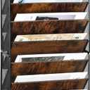 TQVAI 10-Pocket Hanging Wall File Organizer - Metal Folding Wall Mounted Mail Document Holder, Multi-Purpose Clipboard Storage Rack for Office, Homeschool, Classroom Organization, Black/Vintage