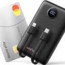 Mini Portable Charger with Built-in Cables 22.5W Fast Charging Power Bank USB-C Small Battery Pack 10000mAh Travel Essential Slim Battery for iPhone 16/15/14, Samsung 24/23, and More