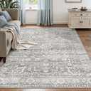 Soalmost 6x9 Area Rugs for Living Room, Stain Resistant Neutral Washable Rugs for Bedroom, Floral Vintage Non-Slip Soft Throw Gray Carpet for Dining Room Farmhouse (Grey, 6'x9')