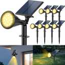 Solar Spot Lights Outdoor, 4 Modes/8 Pack Solar Spotlights Waterproof, 180° Adjustable Powered Landscape Lights, Outdoor Solar Lights for Yard Garden Pathway Flag Tree Wall Statue Warm White