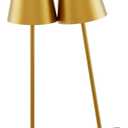 2-Pack LED Cordless Table Lamp 3W 5000mAh Rechargeable Battery Operated Stepless Dimmable Portable Lamp for Restaurant, Bedroom, Outdoor (Gold)