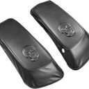 Motorcycle Saddlebag Lid Bra Covers PU Leather Saddlebag Speaker Lid Cover Waterproof Fit for Harley Touring Street Glide 2014-2022 (Black)