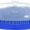 Microwave Bacon Rack, Microwave Bacon Tray with Splatter Lid, Microwavable Bacon Grill, Large Capacity with Single Tray Cooking, L: 9inchBlue