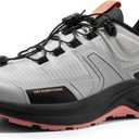 NORTIV 8 Women's Lightweight Hiking Shoes Quick Laces Outdoor Fashion Sneakers (Grey Pink)