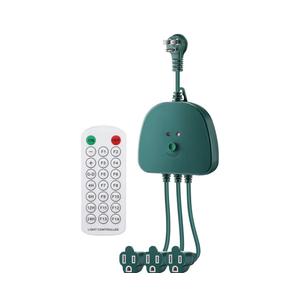 Gulfmew Christmas Light Controller with Remote, Create Dazzling Lighting Displays with Multiple Functions, Timer, Dusk to Dawn Sensor, Adjust Speed for Holiday Xmas Lights(3 Channel, 14 Functions)